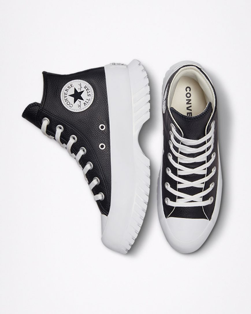 Tenis Converse Chuck Taylor All Star Lugged 2.0 Couro Cano Alto Feminino Pretas Branco | PT Z0T018P